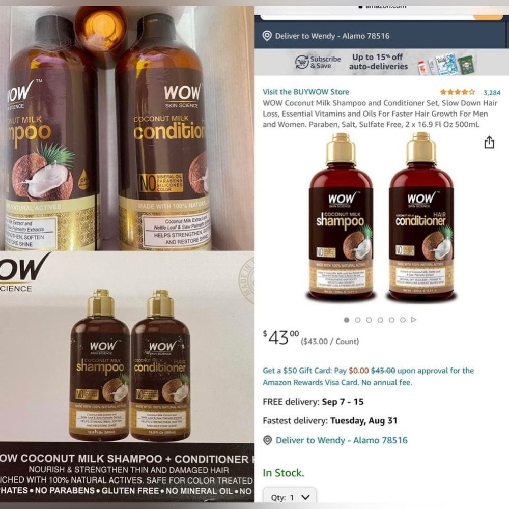 Coconut WOW shampoo and conditioner set
